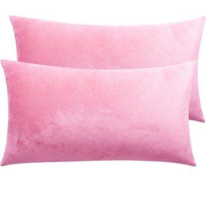 2 Pack Velvet King Pillowcases 20x36 Pink Purple